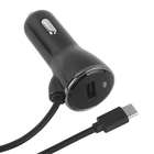 Short Circuit Protection QC3.0 18W USB C Car Charger With Spring Cable